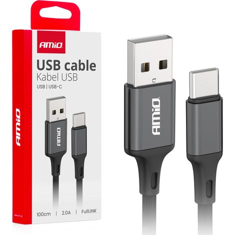 Câble de charge USB-A - USB-C 2A 100 cm FullLINK amio-03899 (1/4)