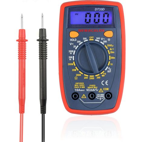 Multimètre Numérique 1999 Portable Multi Testeur avec Fils de Test Mini Voltmètre Ampèremètre Ohmmètre avec Rétroéclairage LCD pour Test de Tension Courant Continuité Diodes Test