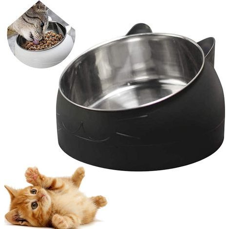 Gamelle Inclinée pour Chat et Chien en Acier Inoxydable - Bol Antidérapant pour Chiots, Hamsters, Lapins et Petits Animaux (1/5)