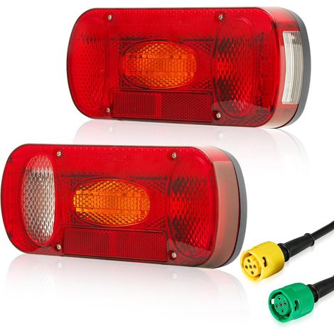 2 pcs Feux arrière remorque 12V avec connecteur baïonnette à 5 broches, Feu arrière à ampoule pour remorque Camion Caravane,Éclairage Remorque Feux Arrière Porte Vélos (1/5)