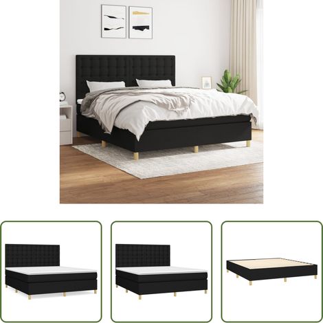 vidaXL Kopfteil - Boxspringbett mit Matratze Schwarz 180x200 cm Stoff (1/5)