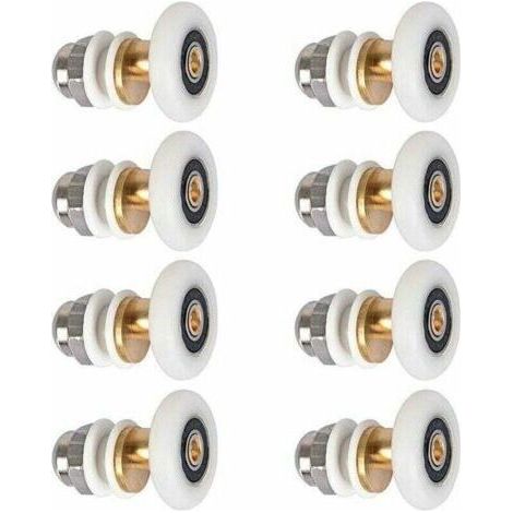 Porte de Douche - Rouleau Roulette Roue pour Porte de Douche Roulettes Coulissantes Porte Roue de Remplacement pour Rouleau 8 pièces 25mm (1/5)