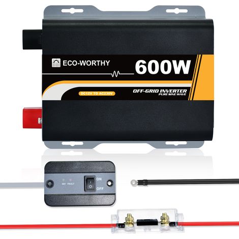 ECO-WORTHY 600W 12Vdc-230Vac Pure Sine Wave Inverter Netzunabhängiger Solar Wechselrichter,eingebautem (1/5)