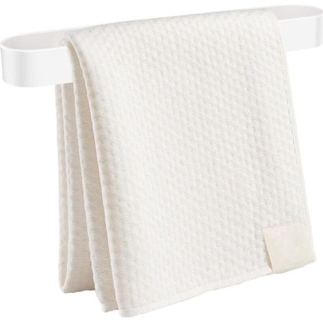 Weißer Handtuchhalter, 30 cm, selbstklebend und zum Anschrauben, für Bad und Küche. (1/4)