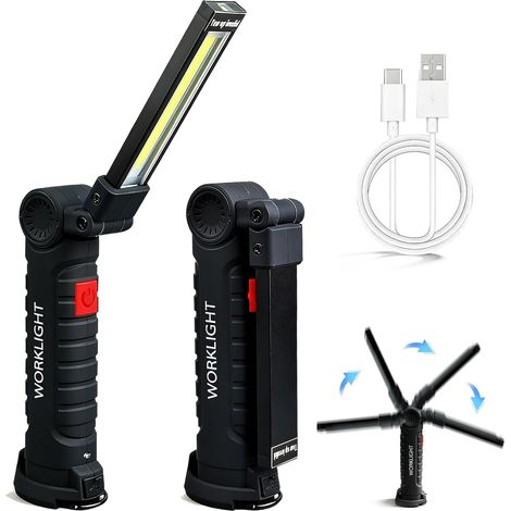 LED-Arbeitsleuchte – 1 Stück – Aluminium und ABS – 360° drehbar und magnetisch – Garage, Camping, Notfall – Schwarz, 15 x 12 x 5 cm (1/5)
