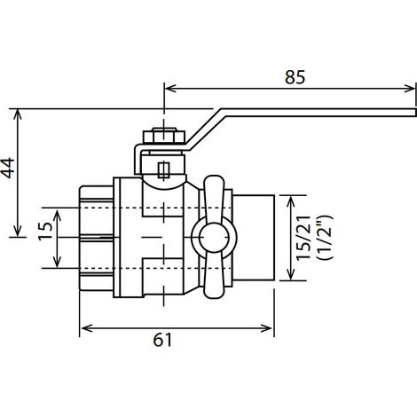 Vanne à sphère PN30 Passage intégral ACS Poignée rouge à purge MF 1/2" (15/21) - Somatherm (1/7)
