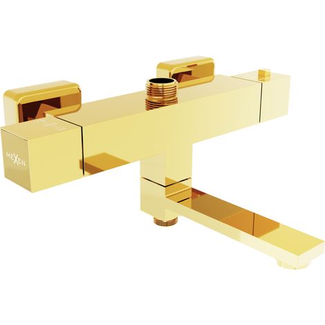 Mexen Cube miscelatore termostatico vasca-doccia, oro - 77910-50 (1/2)