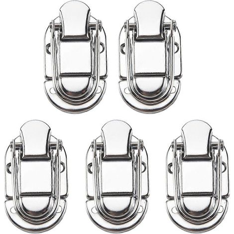 Lot de 5 fermoirs à loquet en nickel avec nœud pour valise, étui de guitare ou chariot de transport d'instruments de musique. (1/5)