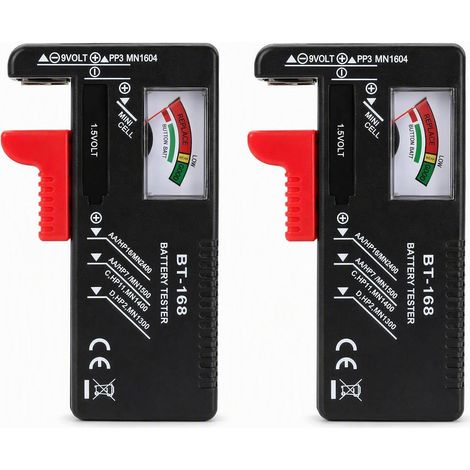 2-Piece Universal Battery Tester for Various Battery Types, Analog Battery Tester without Power Supply with Color Display, Portable Battery Tester for Home and Office (1/5)