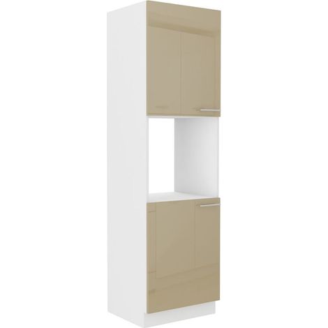Küchen Hochschrank 60 Lara Cappuccino Hochglanz Küchenzeile Küchenblock Küche (1/5)