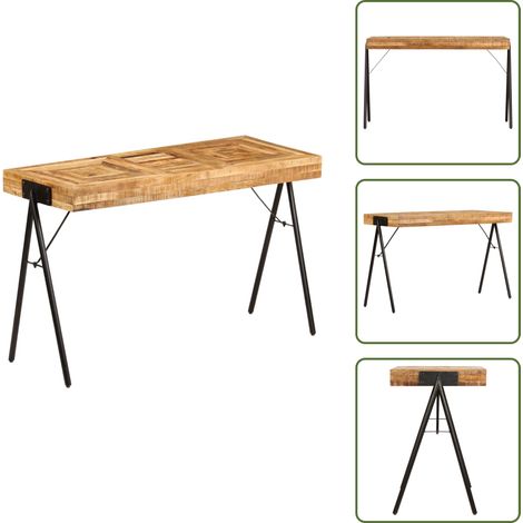 Table à écrire Bois de manguier massif 118 x 50 x 75 cm - Bureau En Bois - Bureau Design - Bureau Industriel - Bureau Vintage - Meuble De Bureau