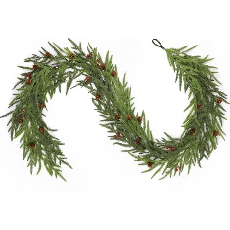 1,8m Weihnachtsgirlande künstlich mit Zapfen und Beeren, pflegeleicht