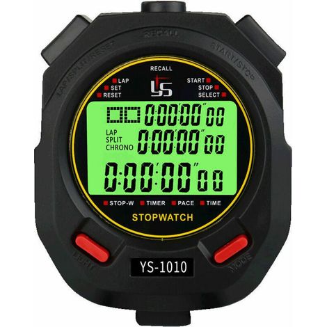 Chronomètre avec fonction muet et lumière, chronomètre électronique lumineux chronomètre d'entraînement professionnel pour le sport(10 mémoires),76221mm (1/4)