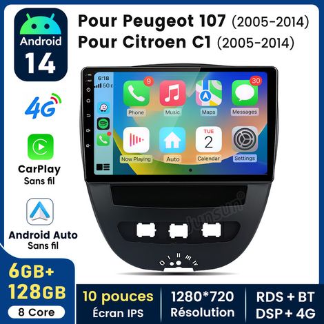 10 pouces Carplay Autoradio pour Peugeot107/ Citroen C1 Android 6+128GB JUNSUN (1/5)