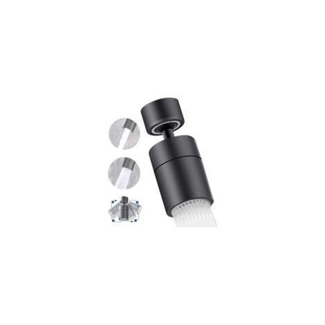 Wasserhahn-Luftsprudler, 360° schwenkbarer Auslauf, Küchenarmatur, schwarz, 2-teilig, Sprühfilter, Waschbeckenarmatur - Crezuo