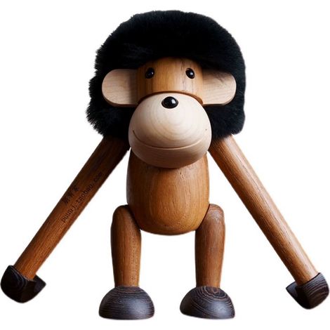 Décoration d'intérieur : marionnette de singe en bois massif danois, objet décoratif en bois, singe en peluche, gorille