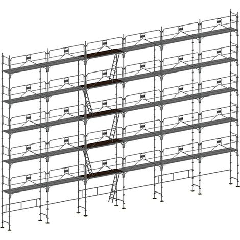 Gerüst 228m² - Struktur + Plattformen -Gelände Version - MEKA48P-228-SP