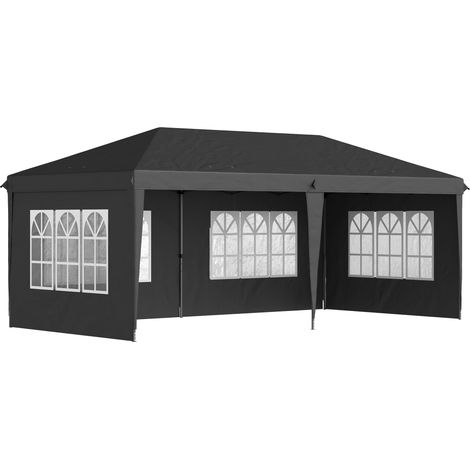 3 x 6m Pop-Up Gazebo, with Removable Walls - Black