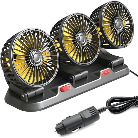 Ventilador de coche de tres aspas (se alimenta con el encendedor del coche, amarillo, 1 unidad) (1/5)