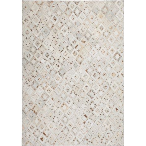 Tapis en Cuir Effet Métallique "Spark" Ivoire & Chrome 160 x 230 cm (1/4)