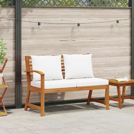 vidaXL Panca da Giardino 114,5 cm con Cuscino Crema in Legno di