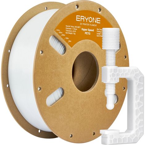 Filamento per stampa 3D, materiale PETG, prestazioni ad alta velocità, bianco (1/2)