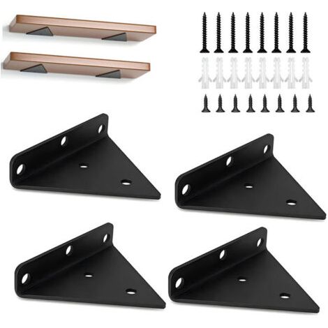 royaluxe-Lot de 4 Support Etagere Triangle, Supports D'étagère Flottant en Fer, Support Étagère Mural en Métal Pour Étagères Ouvertes de Bricolage - 8x10CM