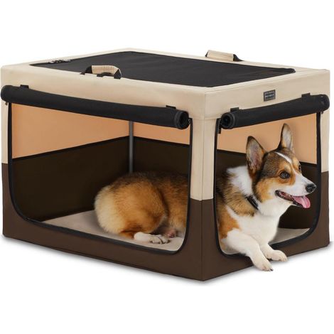 Hundebox faltbar L 76cm für Zuhause & Auto, mit Netzfenstern & Betteinlage (1/5)