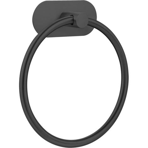 Anneau Porte-Serviette - Acier Inoxydable SUS304 - Sans Perçage - Pour Salle De Bain Cuisine - Noir Mat - 1 Pièce (1/5)