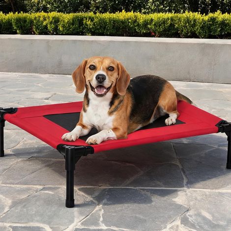 Lit surélevé pour chien et chat en métal rouge 76 x 61 x 18 cm (1/5)