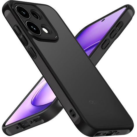 Coque Mat pour Oppo Reno 16F 5G / Reno 16 FS 5G, [Protection Antichoc Militaire] Arrière Translucide Étui de Protection, Mince Dur PC Dos Anti-Rayures Anti-Traces de Doigts Bumper Housse, Noir (1/5)