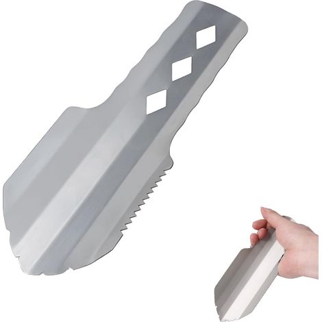 Pelle à dos ultralégère en aluminium – Outil compact, portable et multifonctionnel avec manche allongé pour la randonnée, le camping et les kits de survie (argent) (1/5)