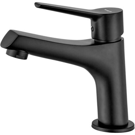 Mitigeur de lavabo, mitigeur de salle de bain, mitigeur extractible silencieux en céramique, mitigeur de lavabo à économie d'eau, noir (150 mm) (1/5)