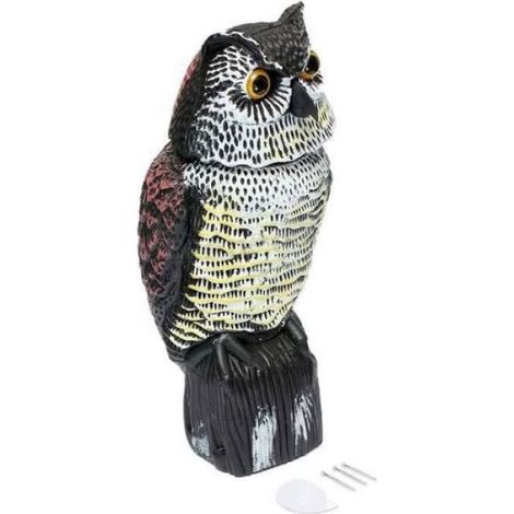 Statue Hibou - Épouvantail Réaliste Tête Rotative - Contrôle Naturel Des Oiseaux - Pour Jardin Pelouse Ferme Terrasse - 1 Pièce (1/5)