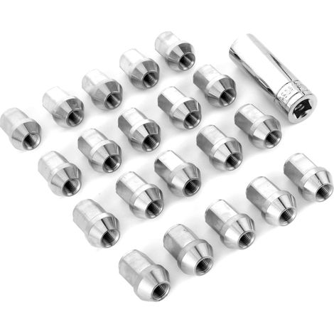 Écrous de roue M12x1.25 en acier inoxydable universel, lot de 20 pièces avec clé de serrage (1/5)