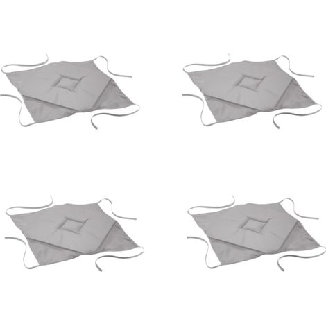 Galette de chaise 36 x 36 cm – Tissu polyester uni gris – Épaisseur 3,5 cm – Finition 4 rabats pour maintien optimal – L3C (1/4)