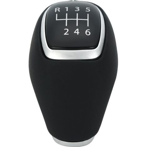 Convient pour le pommeau de levier de vitesses Hyundai I30 Kia, cuir noir avec garniture argentée, transmission manuelle à 6 vitesses, un jeu, installation en position d'origine. (1/4)