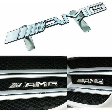 Calandre Mercedes AMG Chrome Métal Insigne Capot Emblème Avant pour Tous Modèles AMG, Badge de Calandre Premium, Pièce de Rechange (1/4)