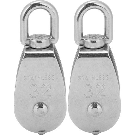 GARRYFIZH Lot de 2 poulies simples en acier inoxydable pour câble de levage et remorquage, avec câble suspendu et roue.