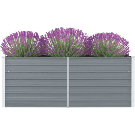 Vidaxl – Jardinière rectangulaire en acier galvanisé 160 x 80 x 45 cm – Design à bords repliés – Pour balcon, terrasse ou patio