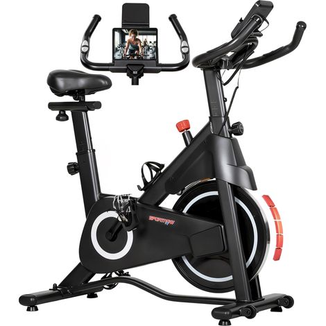 Vélo d'appartement - SPORTNOW - résistance magnétique réglable, écran LCD, siège confortable - 108x51x116cm - acier et ABS - blanc