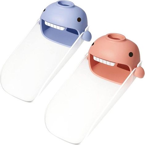 Lot de 2 rallonges de robinet avec protection anti-éclaboussures en forme d'animaux de dessin animé pour lavabo de salle de bain (1/5)