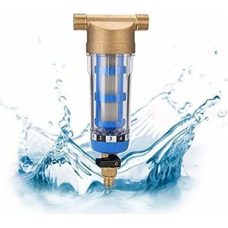 Filtre à eau réutilisable pour sédiments spin-Down - Filtre à eau - Filetage extérieur - Préfiltre à sédiments pour tuyau d'eau de fontaine - Filtre à sédiments (filetage mâle 3/4) (1/4)