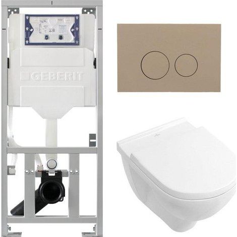 Villeroy & Boch O.novo ensemble WC avec réservoir encastré Geberit avec cuvette suspendue à chasse profonde blanc abattant soft close et plaque de (1/5)
