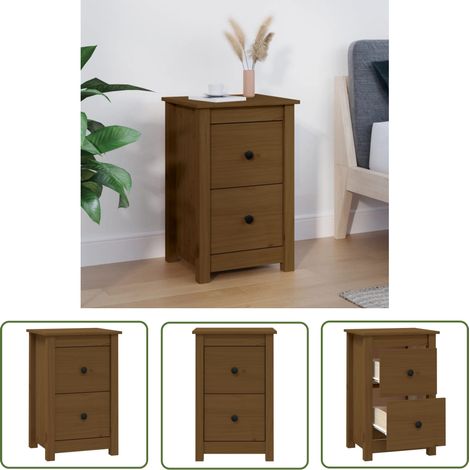 The Living Store Nachttisch Honigbraun 40x35x61,5 cm Massivholz Kiefer - Nachttisch - Holzmöbel - Kiefernholz - Wohnzimmermöbel - Schlafzimmerschrank (1/5)
