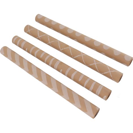 Ensemble de papier cadeau kraft écologique et polyvalent, rouleaux avec étiquettes, idéal pour les cadeaux d'anniversaire et de mariage. (1/5)