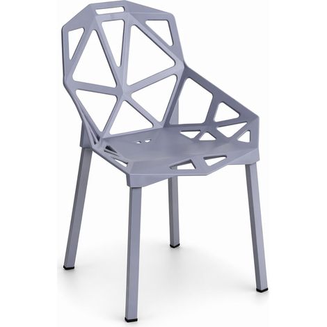 Electra Chair - Modern Stackable Dining Chair in Dark Gray Polypropylene with Reinforced Steel Structure, 52 x 80 cm, Supports up to 120 kg, Ideal for Office, Dining Room, and Café - Orion91 (1/5)