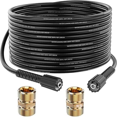 Tubo di prolunga StoneBanks da 10 m per idropulitrice ad alta pressione, 2600 PSI, tubo flessibile di ricambio ad alta pressione con connettore maschio filettato M22-14 per idropulitrice standard. (1/5)