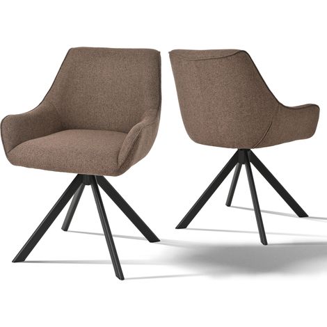 Goeurvant 360° drehbarer Sessel mit geschwungener Rückenlehne und weichem Kissen, perfekte Kombination aus Stil und Komfort - 2er Set - Dunkelbraun