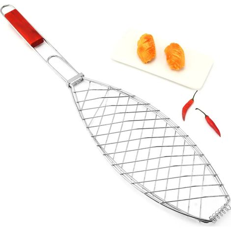 Pince à poisson pour barbecue, facile à utiliser, en acier inoxydable, pour griller le poisson, 43 cm, avec panier à poisson. (1/5)